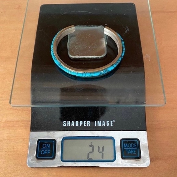 Vintage Sterling Silver Native American Turquoise Cuff Bracelet - Picture 10 of 12